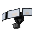 White or black LED security flood light with motion sensor for wall or ceiling mounting