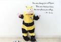 Children's carton animal bee one-piece flannel pajamas in Three-dimensional Bee colour with long sleeves