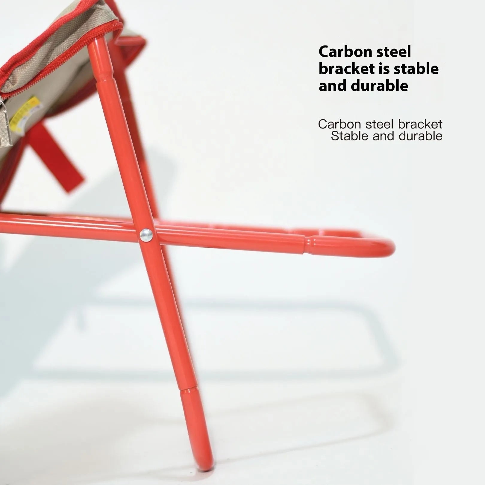 Lightweight foldable camp stool in khaki with an attached crossbody bag, shown in a compact, portable form.