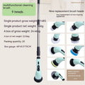 Multifunctional household wireless electric cleaning brush with 3 to 9 interchangeable heads, plastic body, retractable design
