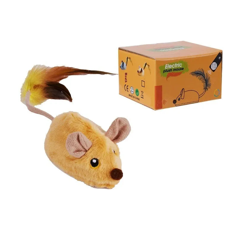 Remote control electric plush mouse cat toy with USB charging cable