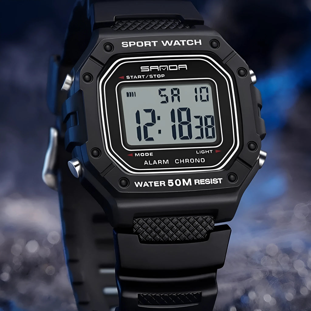 Waterproof electronic watch for youth swimming with alarm clock in multiple colour options