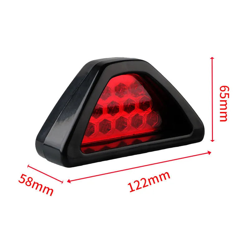 Universal LED triangle brake warning light for vehicles with colour options