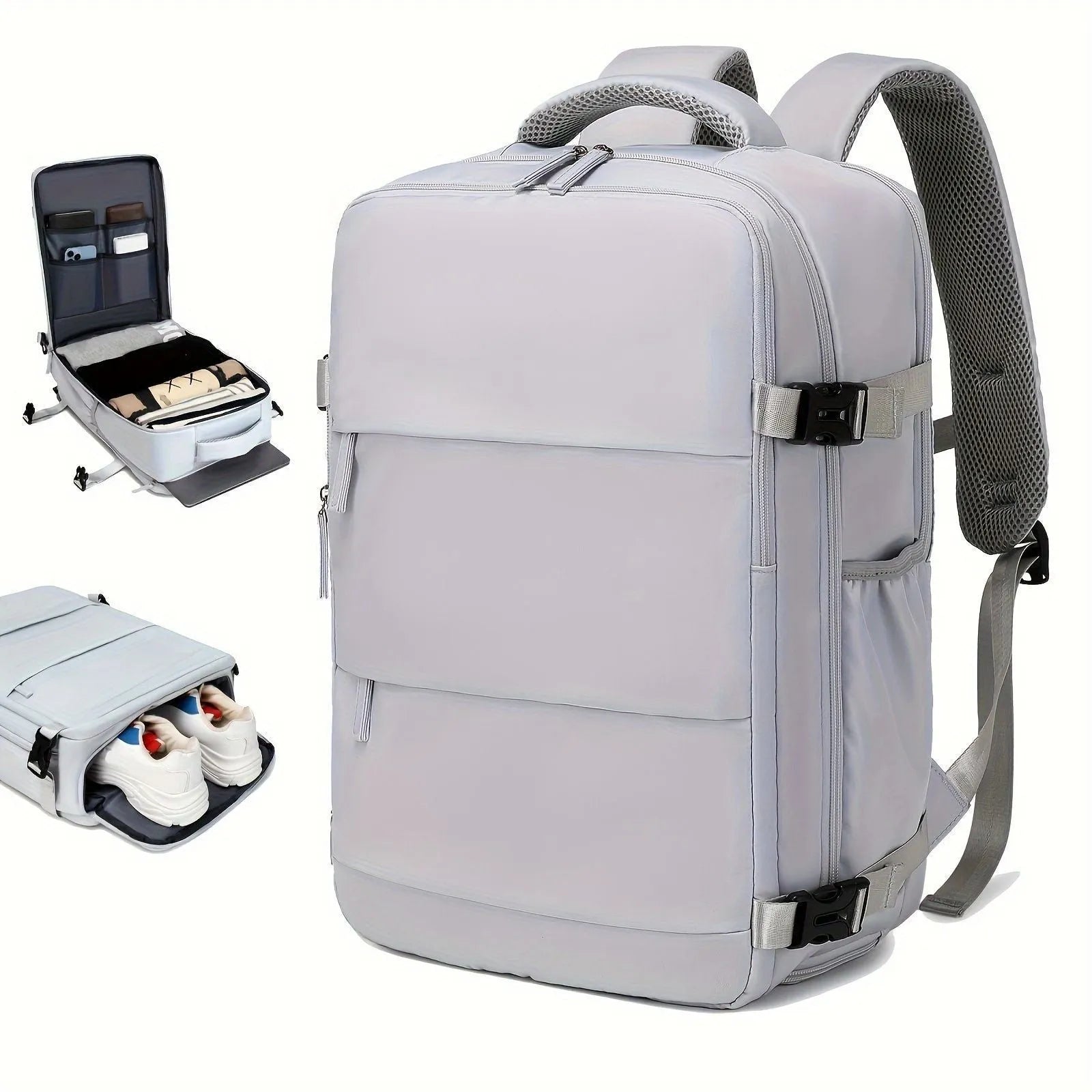 Large nylon luggage backpack for men in solid colour with 20-35L capacity and anti-theft features