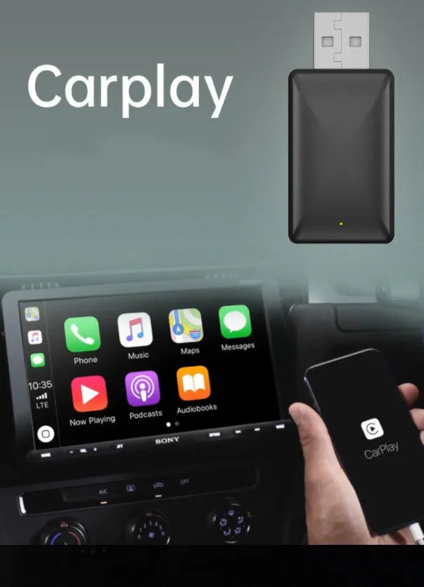 Black 2-in-1 wireless car adapter with USB port for Android device charging