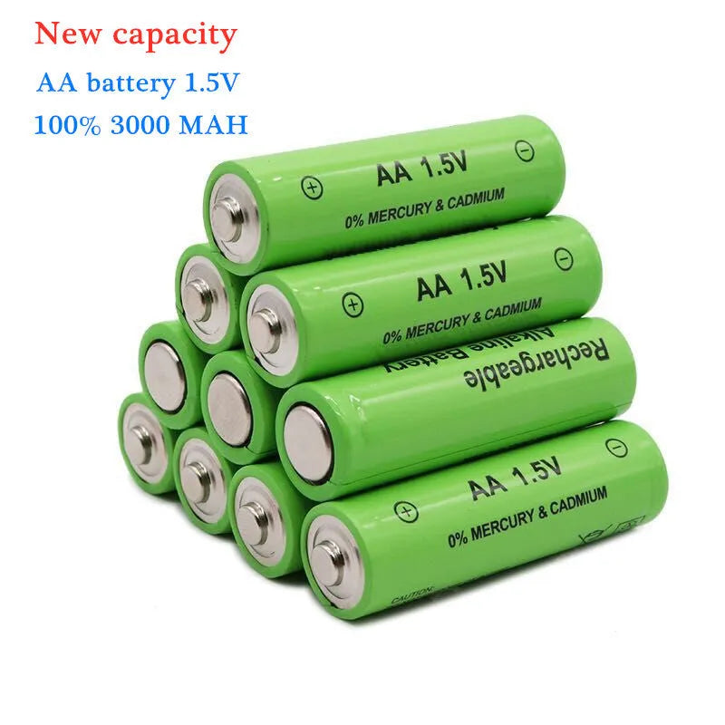 Industrial grade rechargeable AA alkaline battery with 3000mAh capacity.