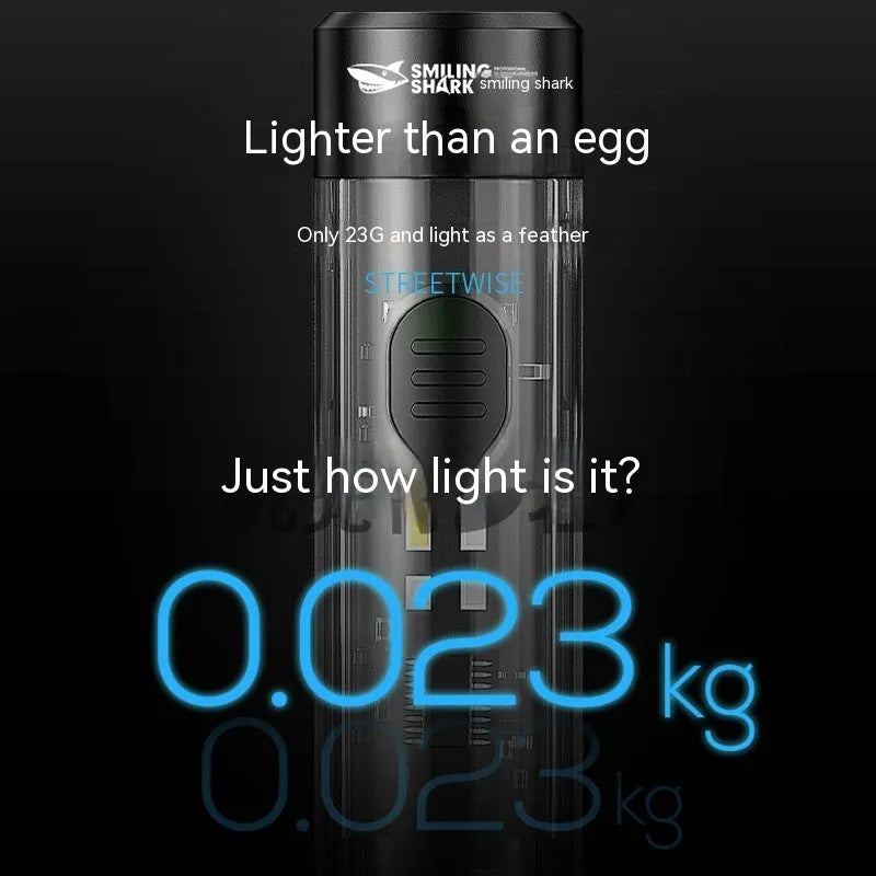 Black portable outdoor flashlight with USB charging port and compact plastic housing