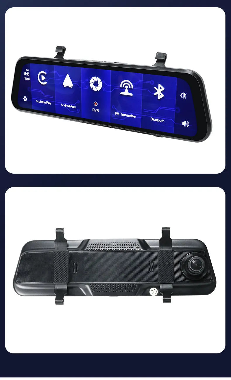 Black 9-inch portable car GPS navigation system with dual cameras and touch screen