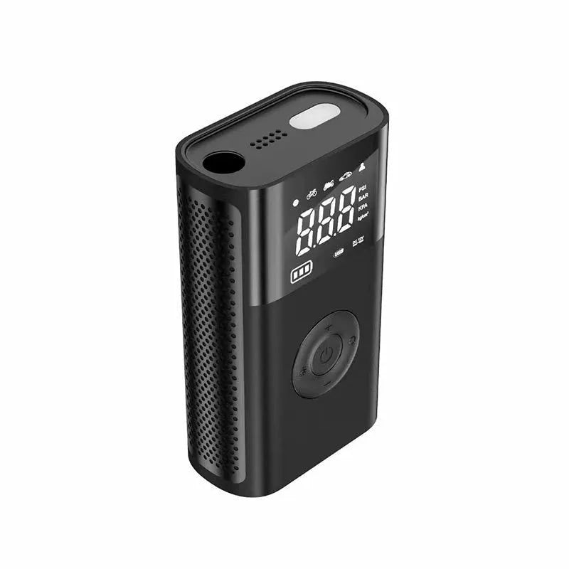 Wireless handheld digital air pump with pressure display and multiple nozzle attachments for tyres and inflatables