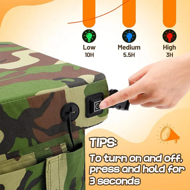Black and camouflage Oxford cloth heating cushion 40x32cm for outdoor stadium seating
