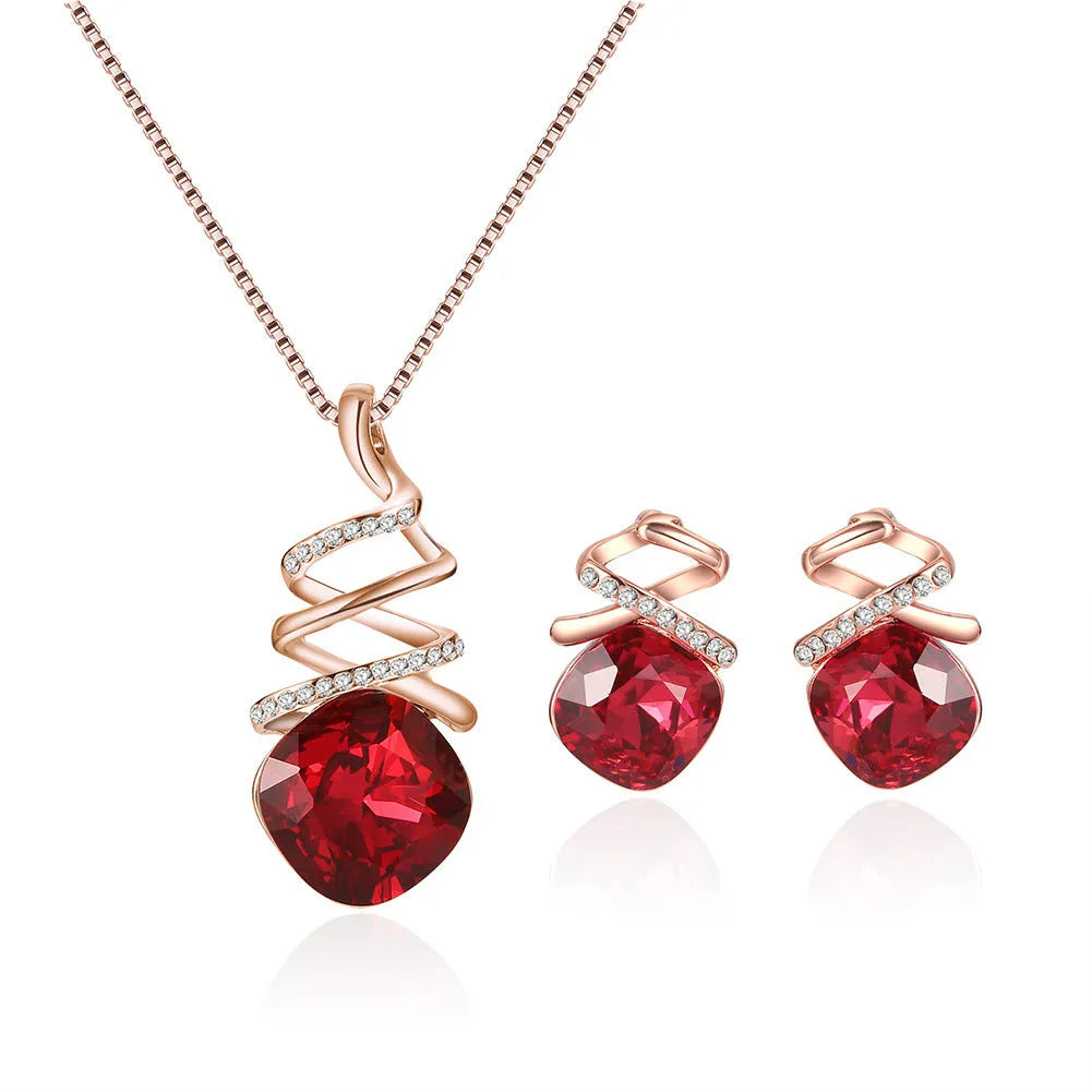 Women's alloy bridal jewellery set with adjustable necklace and earrings, colour 61172321.