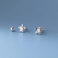 Small 925 sterling silver turtle stud earrings with thread line detail, shown in gold and silver colour options