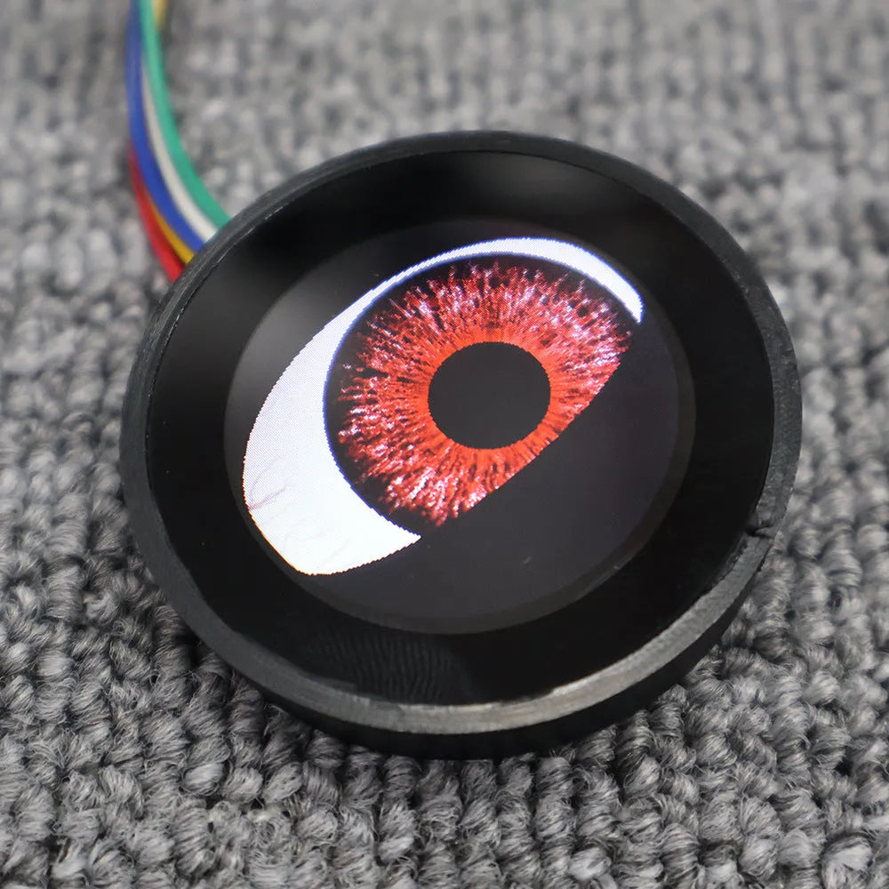 Motorcycle multi-mode dynamic LED demon eye decoration with ABS housing on black background