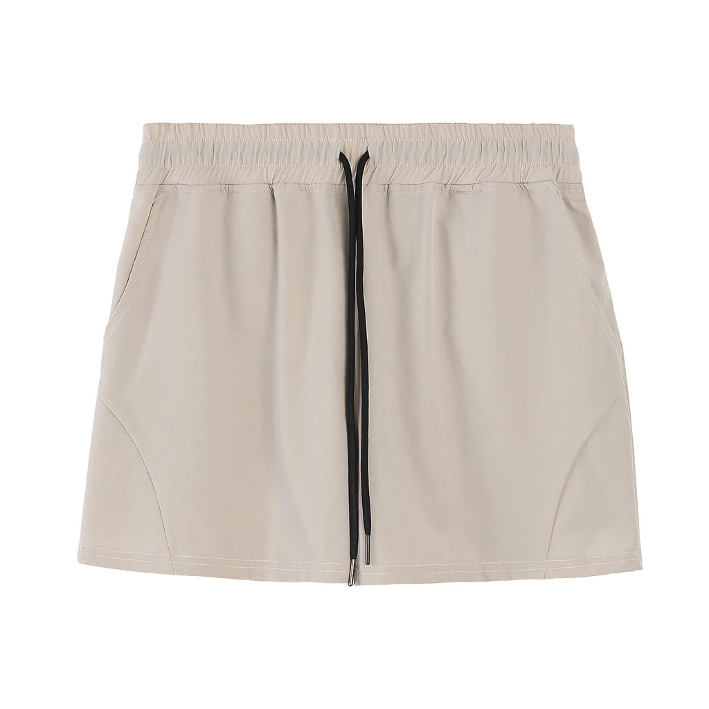 Men's grey polyester basketball shorts with elastic waistband shown front and back