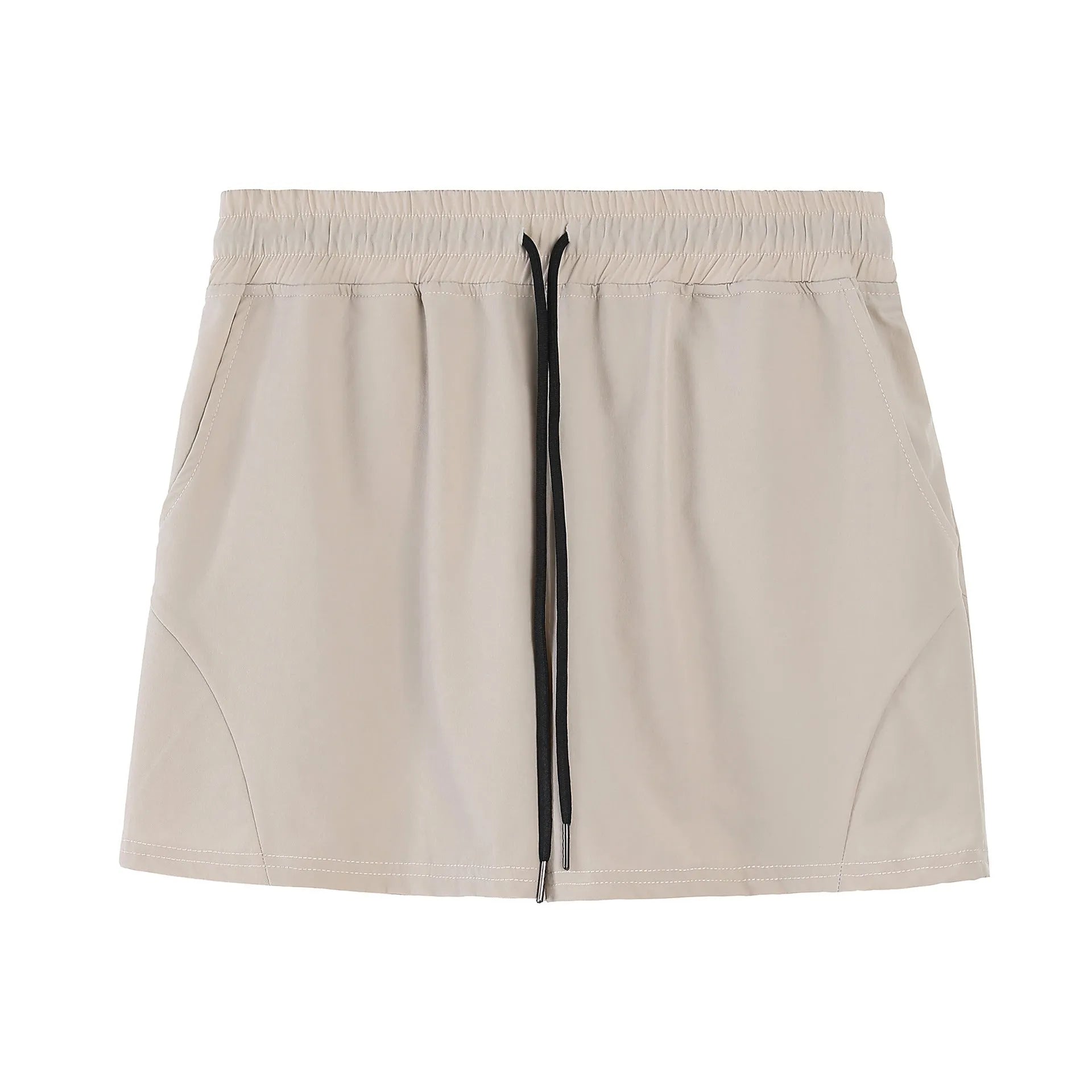 Men's grey polyester basketball shorts with elastic waistband shown front and back