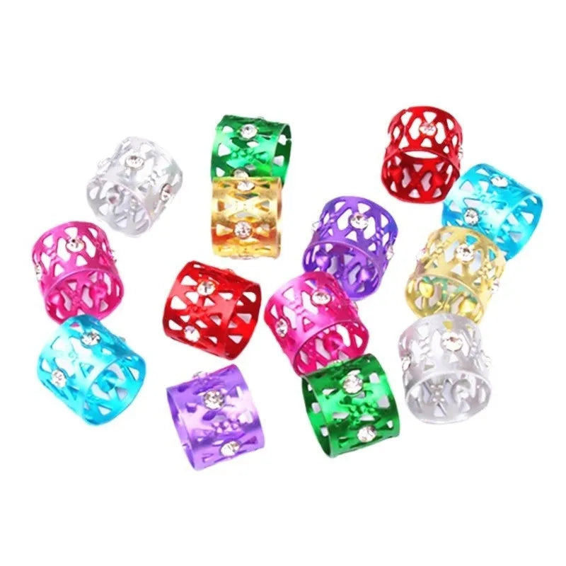 Aluminium wig decoration hair ring with jeweled surface in multiple colour options