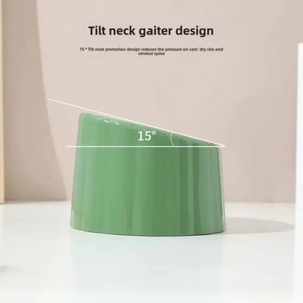 Green high-stand cat bowl with cactus design and anti-slip base.