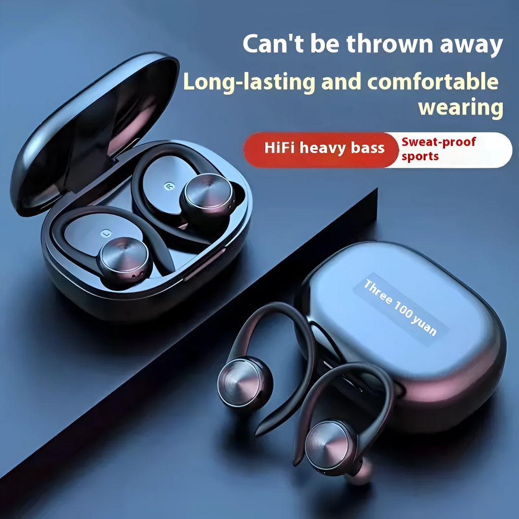 R200tws sports Bluetooth headset ear-mounted wireless earbuds with digital display black plastic construction
