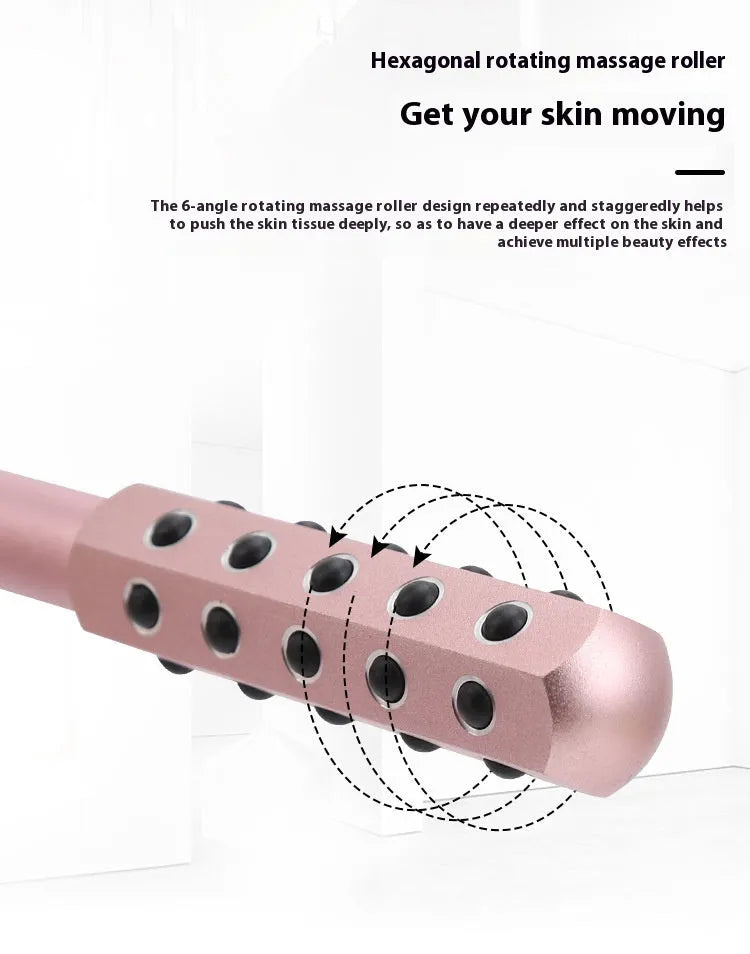 Purple germanium particle facial massage roller with 193mm handle length for beauty skincare