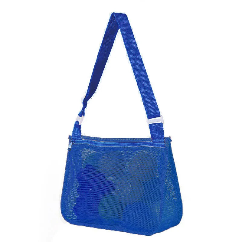 Blue nylon mesh children's travel storage bag with sealing function, 20x25x8 cm dimensions