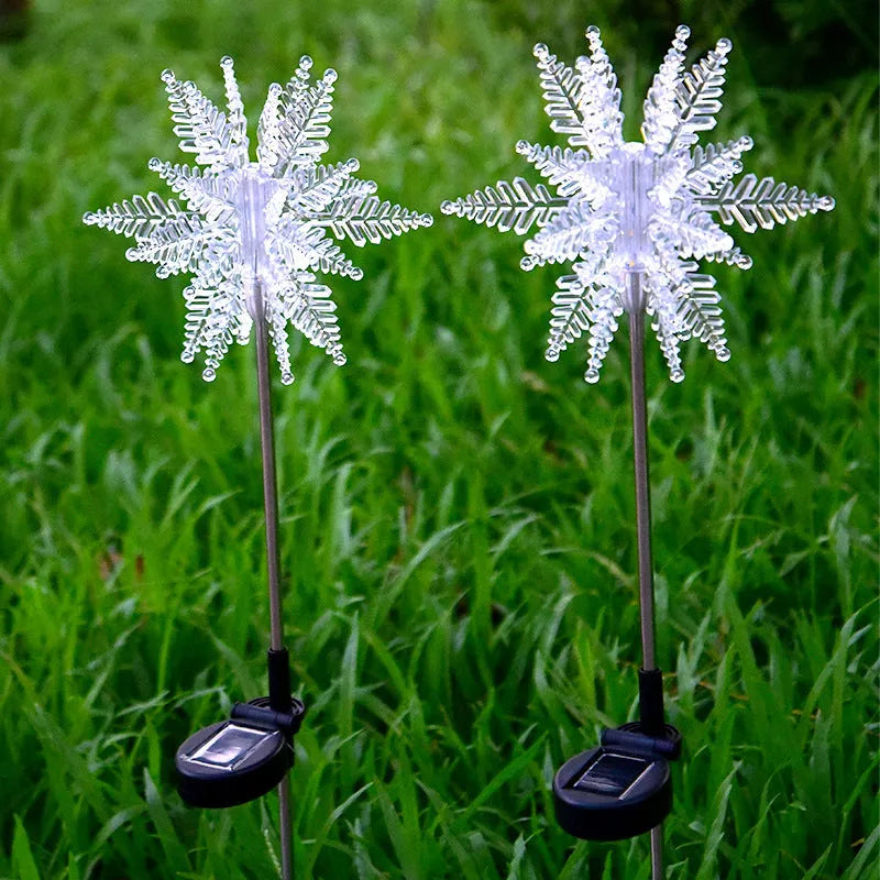 LED solar snowflake light outdoor waterproof warm light garden lawn lamp