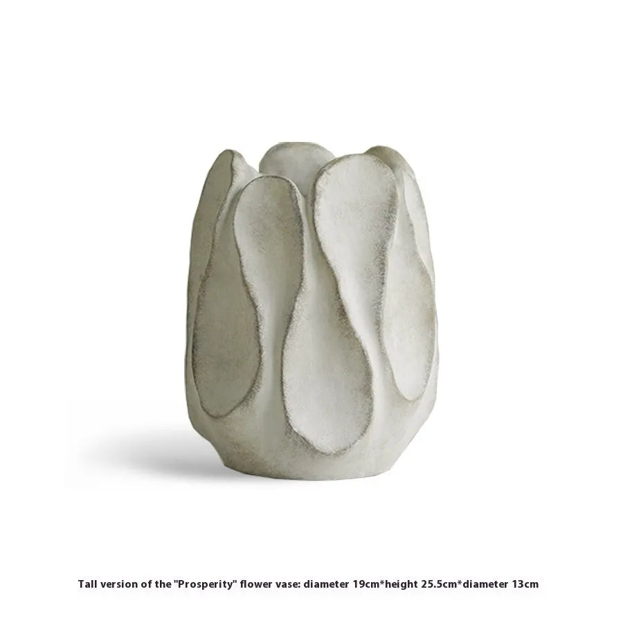 Irregular ceramic art vase with magnesium clay construction for flower arrangements