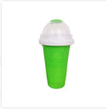 Blue quick refrigeration pinch cup with double-layer silicone construction for making slushies.