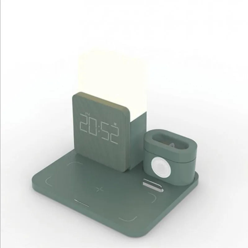 3-in-1 multi-function Qi wireless charger stand in black, dark green or light green with fast charging support