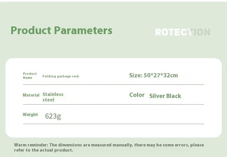 Silver folding garbage bag bracket made from stainless steel for camping and household waste management