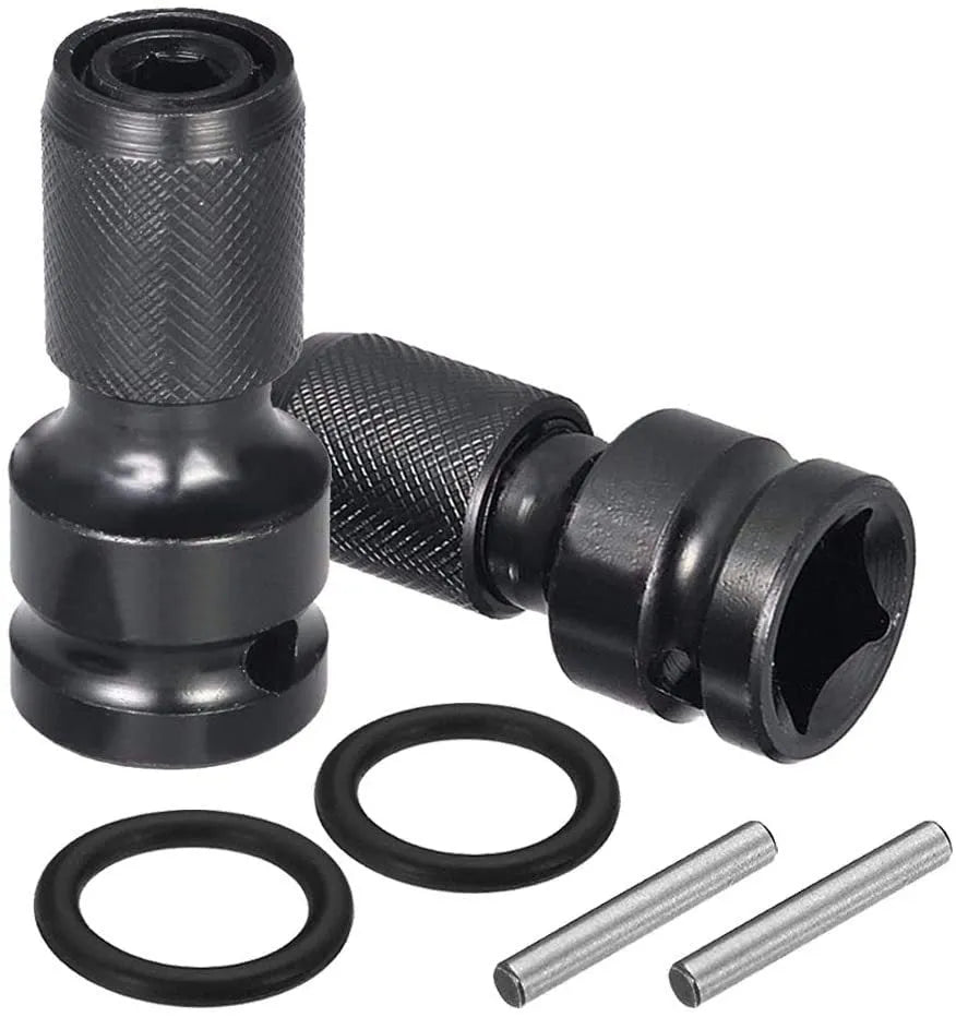 Telescopic steel bit holder with hexagonal handle for electric wrenches showing extended sleeve