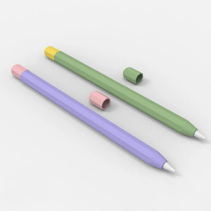Octagonal pure silicone protective cover for Apple Pencil in black, slim 0.35mm design, anti-roll