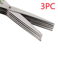 Green multi-layer stainless steel kitchen scissors for cutting herbs and green onions