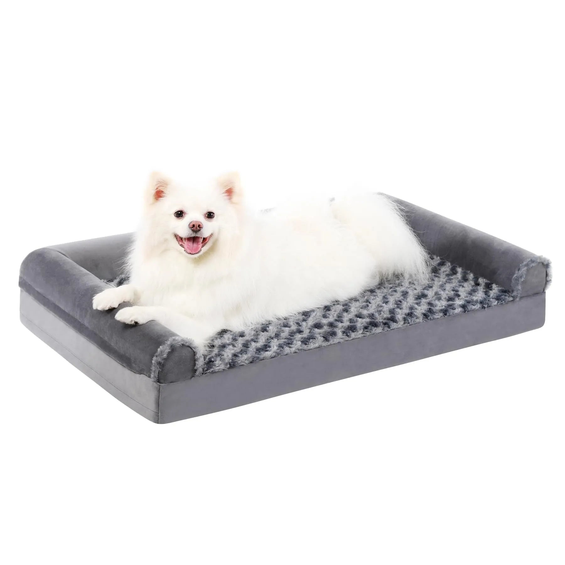 Grey U-shaped removable cover pet sofa kennel dog bed with sponge interior