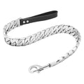32mm stainless steel dog leash in gold with hand holding rope, available in 60cm 90cm and 120cm lengths