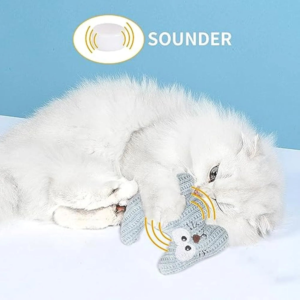 Cyan and light coffee plush rope catnip toy with bell for kittens and cats