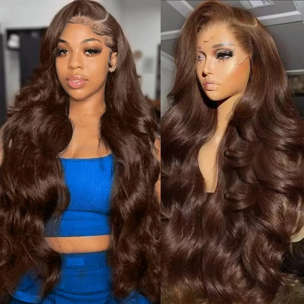 Lace big wave wig for women, dark brown, high temperature silk, 18 inch length, 13x4 lace front