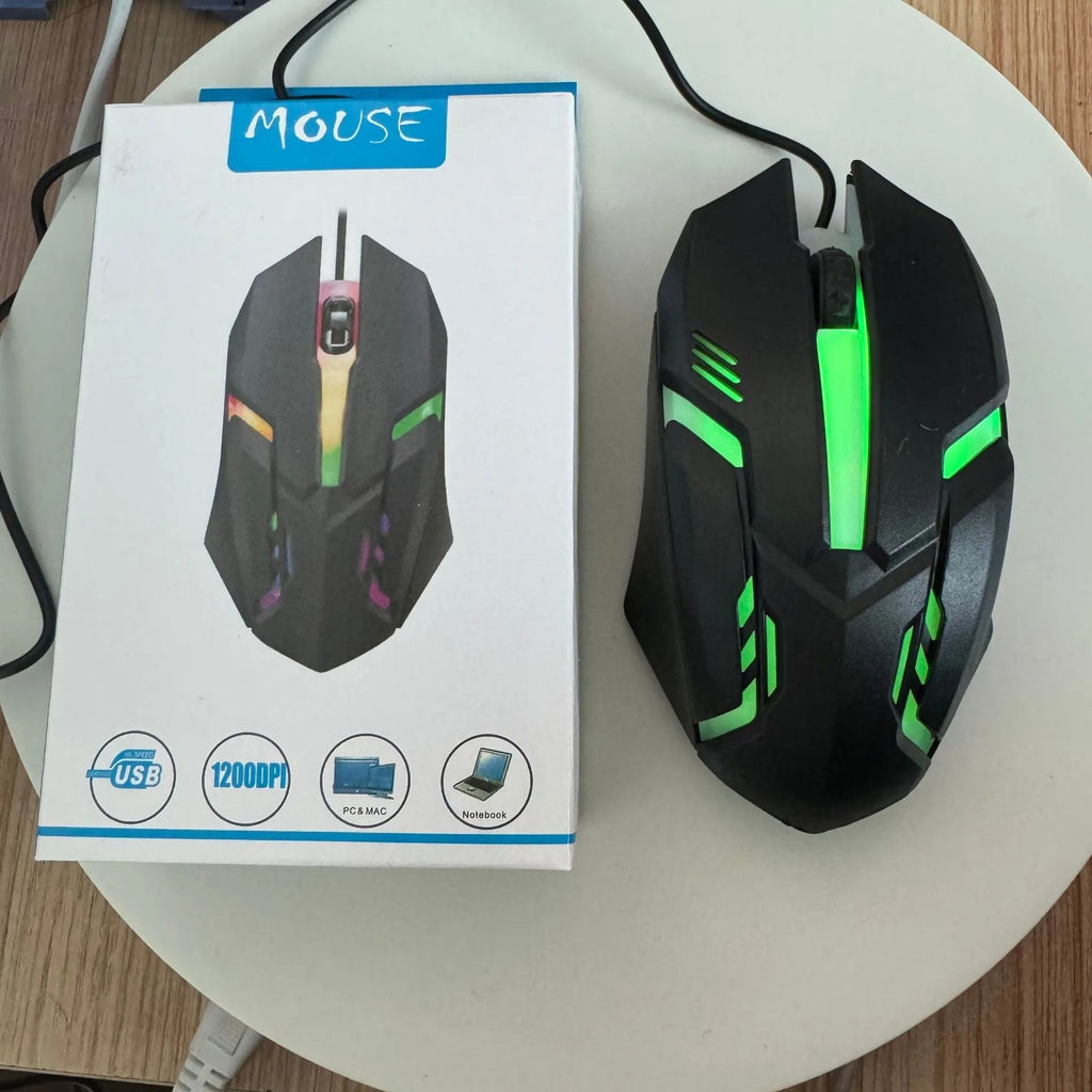 Wired luminous e-sports office mouse with USB photoelectric tracking and 1.35 metre cable