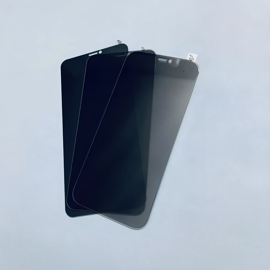 iPhone privacy screen protector in 28 and 35 degree anti-peeping tempered glass options.