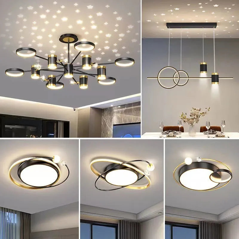 Black iron pendant lamp with 13 heads and adjustable height for ceiling mounting