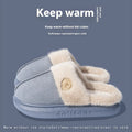 Plush fleece winter slippers with thick PVC sole and car stitching detail