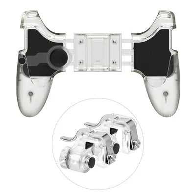 Black and brown black mobile phone game handle with wired connection and gamepad unit