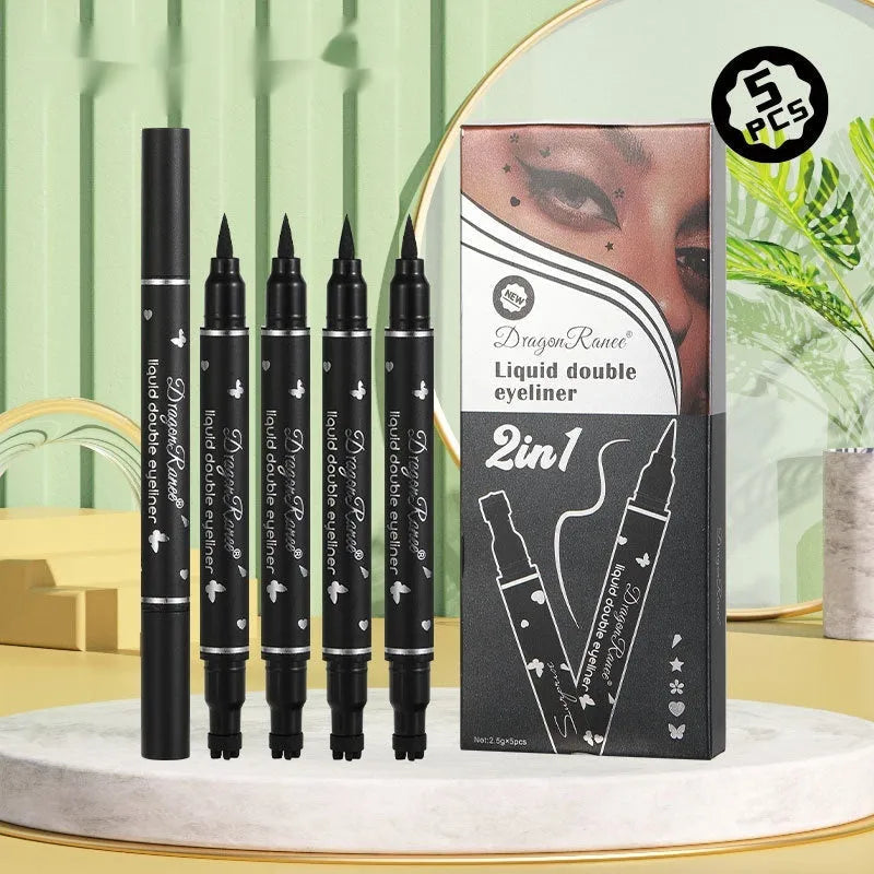XINGX double-headed eyeliner set with gold, black, and charcoal black pencils in 5 boxes