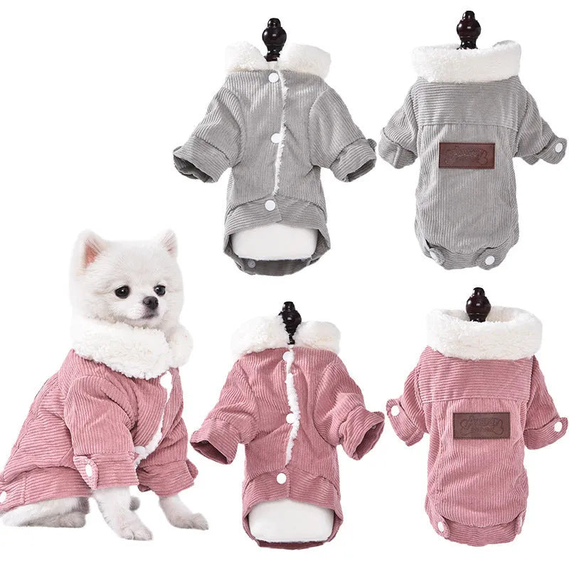 Grey lambswool dog vest with fleece lining for autumn winter warmth
