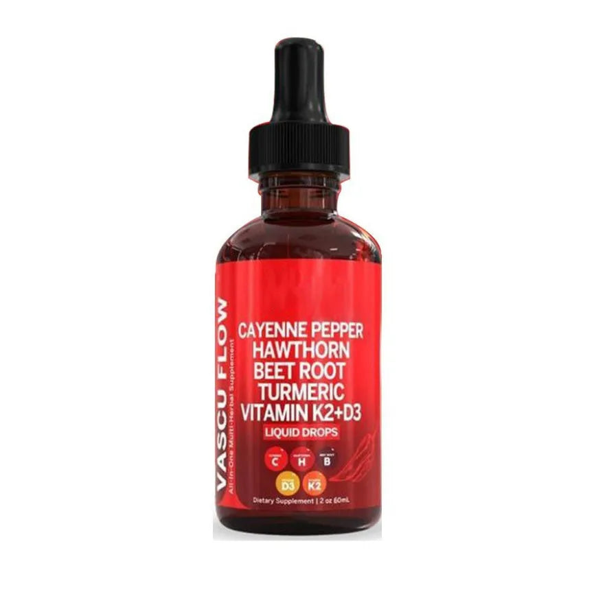 60ml bottle of Vitamin D3 K2 Hawthorn Fruit liquid supplement drops with a dropper