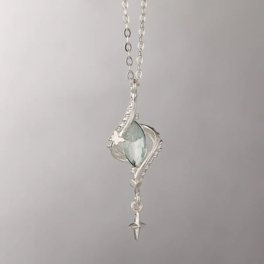 Hollow out creative pendant necklace with Mori style winding design on adjustable alloy chain