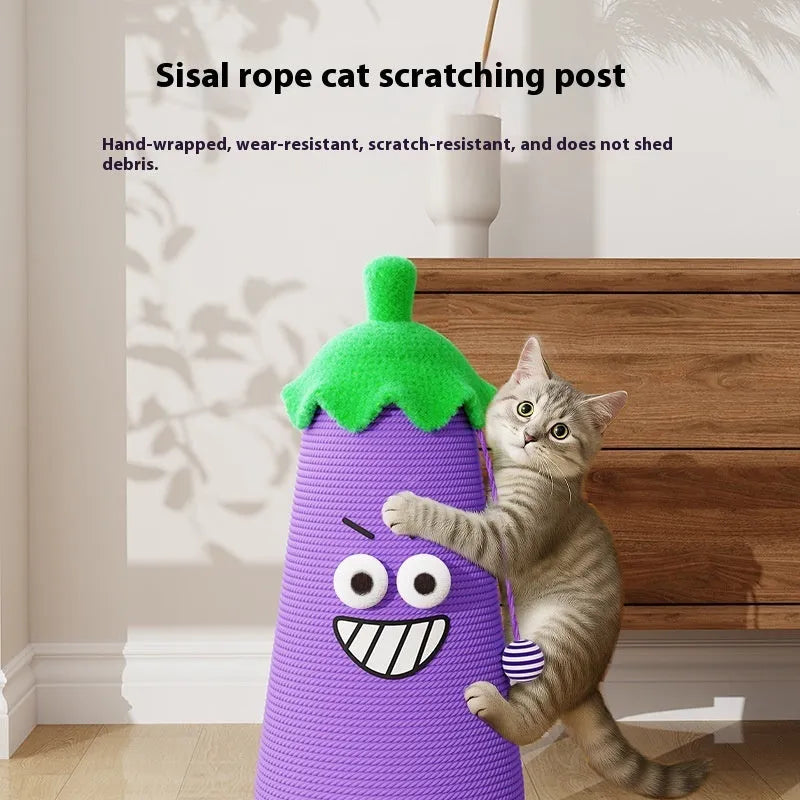 Hip Hop Eggplant cat scratch board with wooden frame and cloth wrapper for indoor cats