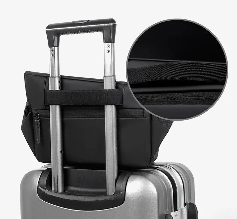 Grey men's crossbody sling bag made of PU leather with a zip opening and shoulder strap.