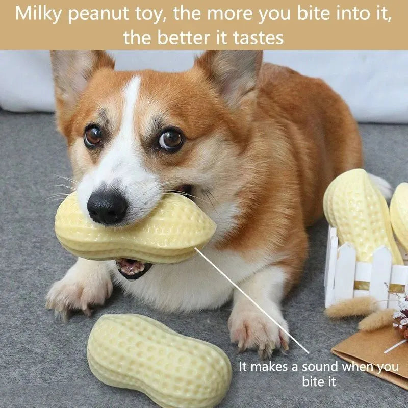 Yellow rubber vinyl dog toy for small dogs with squeaker for chewing and boredom relief