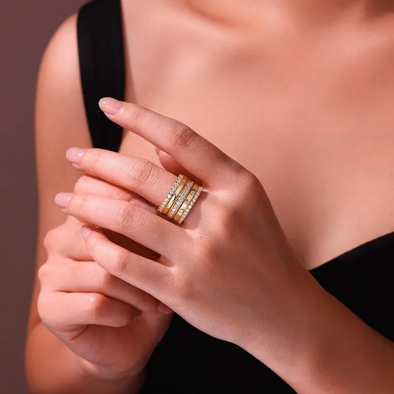 Gold plated S925 silver ring with moissanite stone under 0.1 carat, sizes 5-9, 12g, gift box and GRA certificate