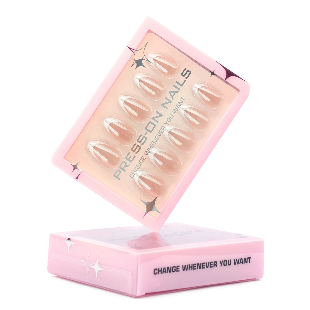 Solid colour short almond-shaped nail tips 30 pieces in colour GD12 for women
